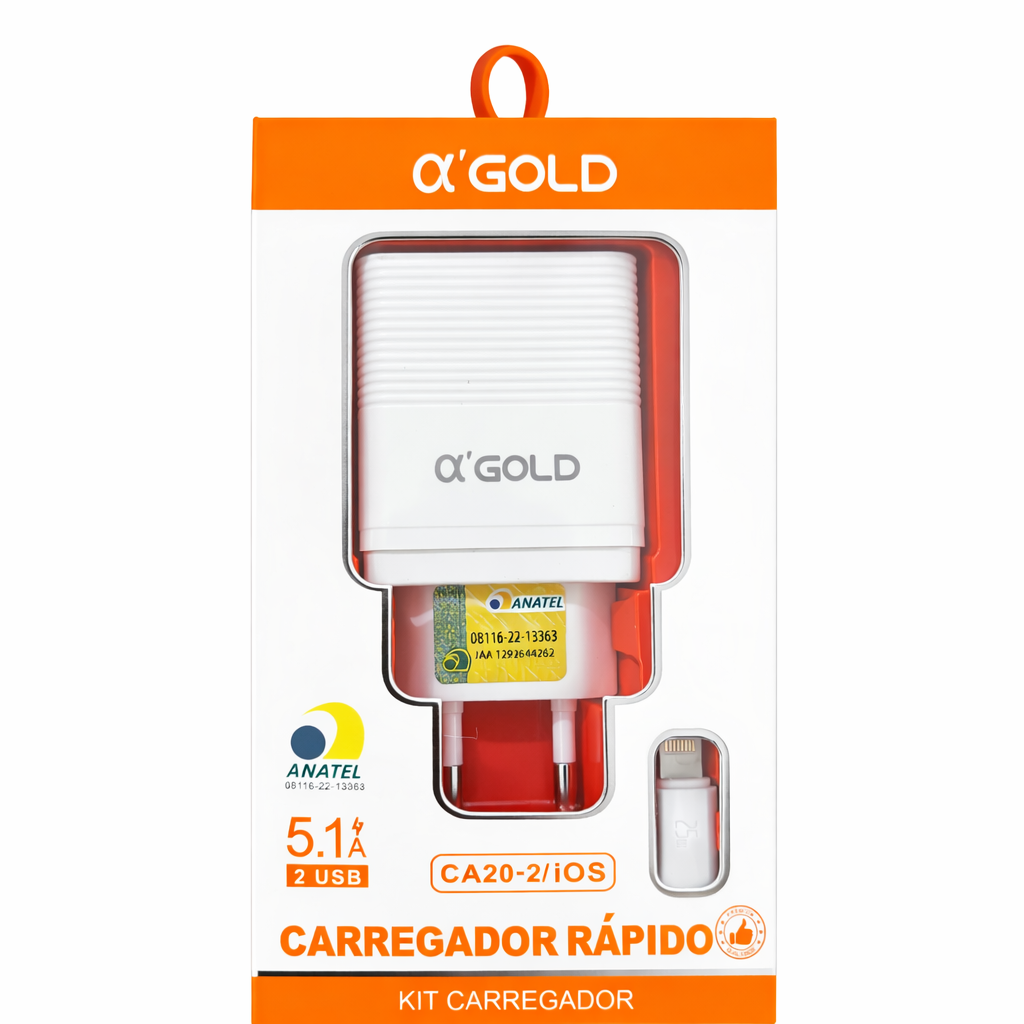 CARREGADOR IPHONE 2 USB 5.1A CA20-2