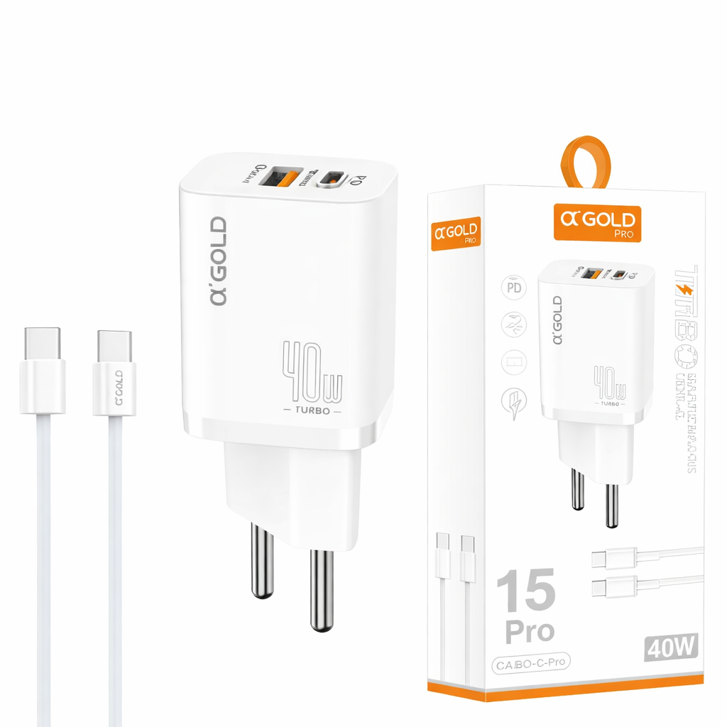 CARREGADOR TYPE C/TYPE C 2 USB 9.1A 40W CA42-5